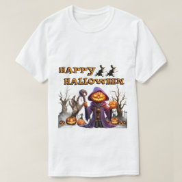 Camiseta Feliz Halloween Abóbora Bruxa Halloween Divertido
