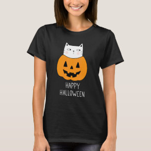 Camiseta Feliz Halloween Abóbora Gato Sarcástico Halloween