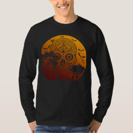 Camiseta Feliz Halloween Açúcar Crânio Cachorro Cheia Lua 2