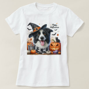 Camiseta Feliz Halloween Amantes de Cães Border Collie