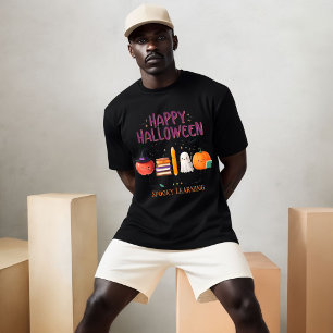Camiseta Feliz Halloween Aprendizado Assustador Cu
