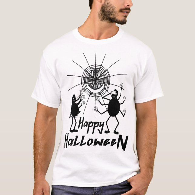 Camiseta Feliz Halloween, Aranhas Halloween (Frente)