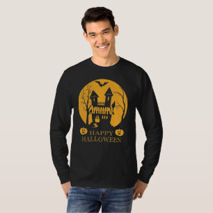 Camiseta Feliz Halloween Assombrado Casa Longa