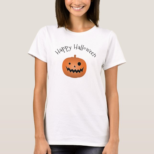 Camiseta Feliz Halloween Assombrado Jack O Lantern Pumpkin (Frente)