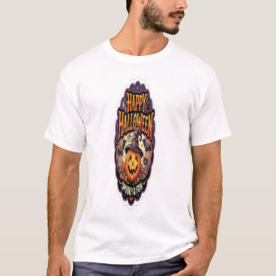 Camiseta Feliz Halloween Assustador & Divertido Abóbora Mág