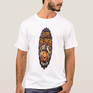 Camiseta Feliz Halloween Assustador & Divertido Abóbora Mág