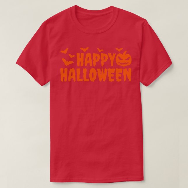 Camiseta Feliz Halloween Bats Pumpkin (Frente do Design)