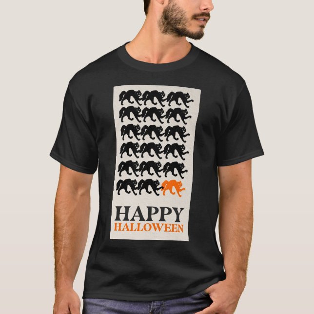 CAMISETA FELIZ HALLOWEEN BLACK CAT (Frente)