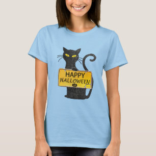 Camiseta Feliz Halloween Black Cat - Sinal Russo de Gato