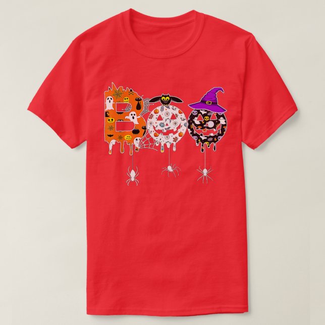Camiseta Feliz Halloween Boo Spiders E Bruxas Hallowee (Frente do Design)