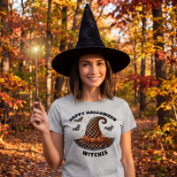 Feliz Halloween Bruxas Chapéu Laranja e Preto Xadr