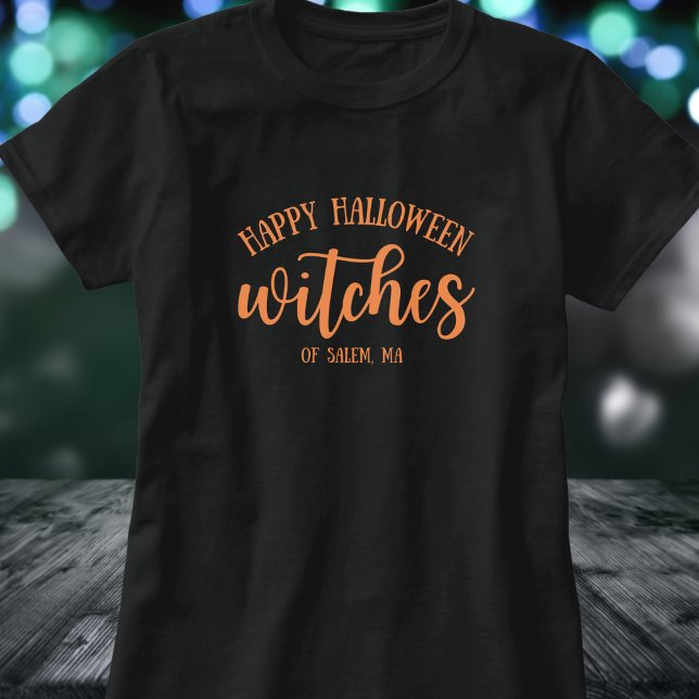 Camiseta Feliz Halloween Bruxas Laranja (Criador carregado)