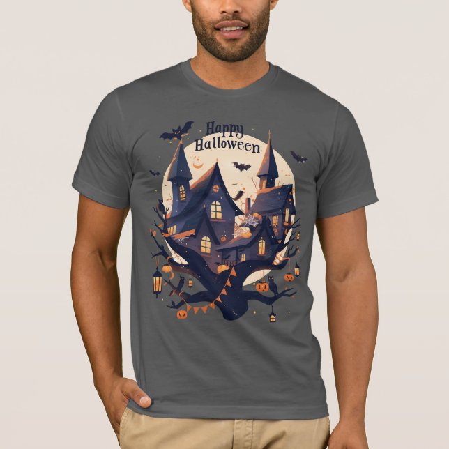 Camiseta “Feliz Halloween” Casa Assombrada (Frente)
