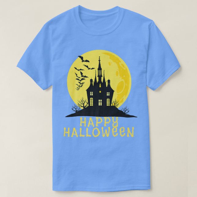 Camiseta Feliz Halloween, Casa Assombrada (Frente do Design)