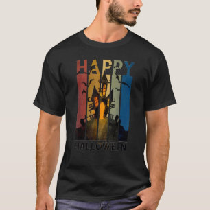 Camiseta Feliz Halloween Castle Watercolor Classic