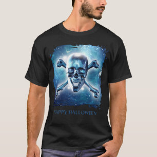 Camiseta Feliz Halloween. Caveira espacial