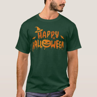 Camiseta Feliz halloween com cara e bruxa assustadora de ab