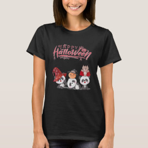 Camiseta Feliz Halloween Com Três Pequenos Ursos De Panda