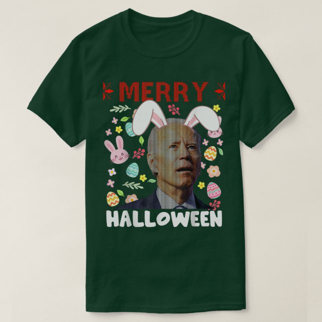 Camiseta Feliz Halloween Confusa Joe Biden Bunny Páscoa da (Frente do Design)