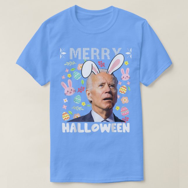 Camiseta Feliz Halloween Confusa Joe Biden Bunny Páscoa Da (Frente do Design)