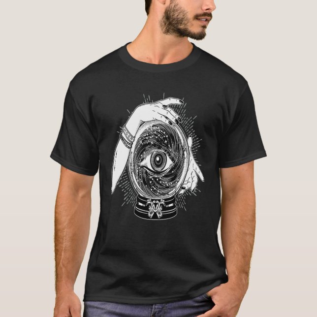 Camiseta Feliz Halloween Cristal Cristal Ball Mystic Gypsy (Frente)