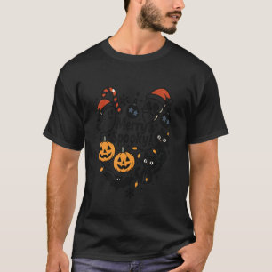 Camiseta Feliz Halloween Cristão Assustador Gatos Fofos Abó