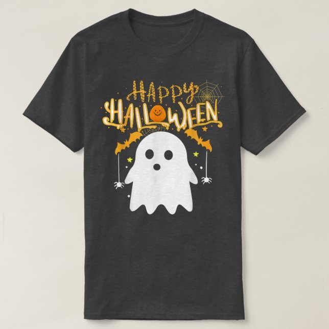 Camiseta Feliz Halloween Cute Boo Costume Spooky Hor (Frente do Design)