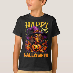 Camiseta Feliz Halloween Dachshund Pai do Cão Wiener Femini
