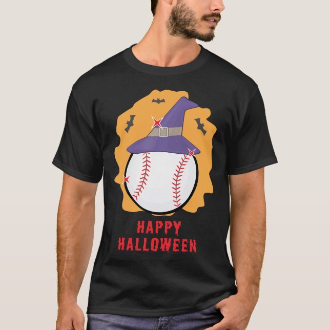 Camiseta Feliz Halloween de Baseball - Engraçado (Frente)