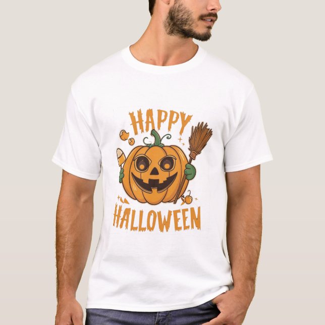 Camiseta Feliz Halloween do Pumpkin Patch (Frente)