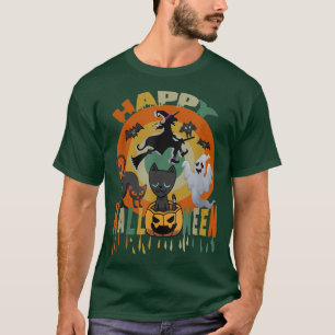 Camiseta Feliz Halloween Engraçado Ghos de Bruxas Negras