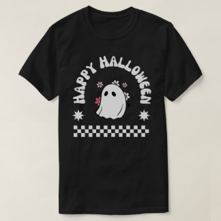 Camiseta Feliz Halloween Fantasma Fofo | Fantasma Floral Ka