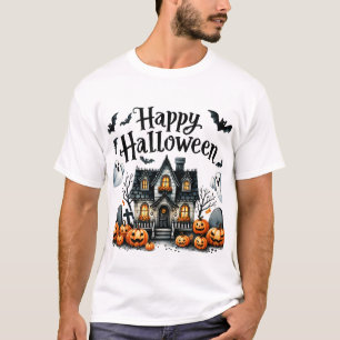 Camiseta Feliz Halloween Fantasma Pumpkin Lendo Crianças Co