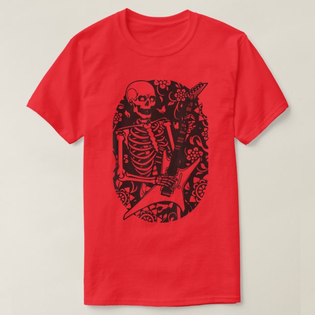 Camiseta Feliz Halloween Funny Skeleton Tocando Bomba De Vi (Frente do Design)