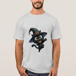 Camiseta Feliz Halloween Gata Bruxa Acenando  ✨🐾🎃