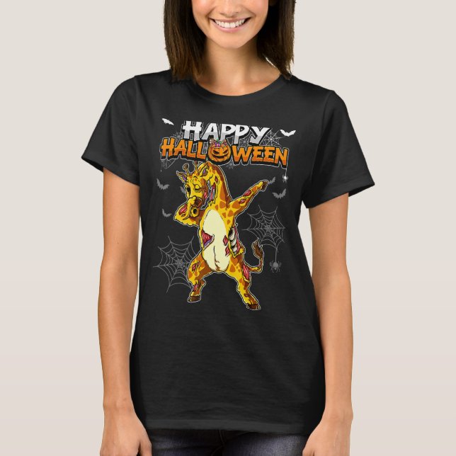 Camiseta Feliz Halloween Giraffe Zombie (Frente)