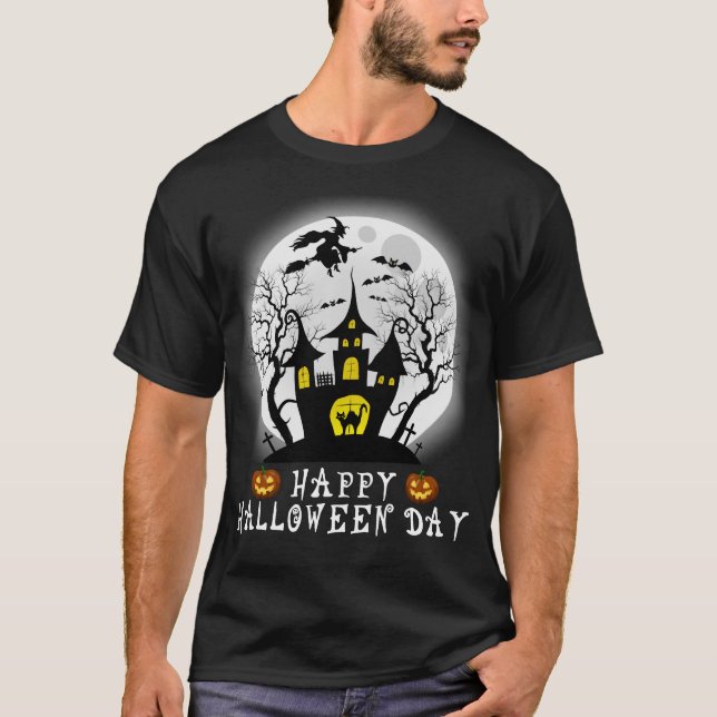 Camiseta Feliz Halloween, halloween chegando, esta temporad (Frente)
