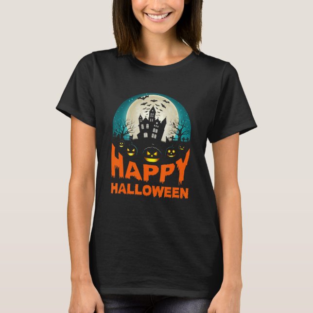 Camiseta Feliz Halloween Hauneen House Graveyard Scary Pump (Frente)