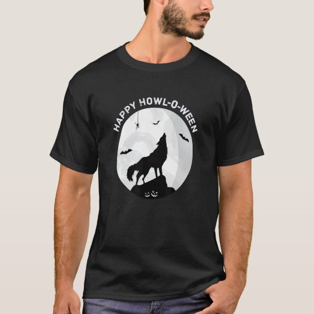 Camiseta Feliz Halloween Howl Wolf Halloween Costume (Frente)