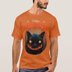 Camiseta Feliz Halloween Jack o Lanterna Cat