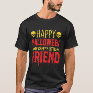 Camiseta Feliz Halloween Meu Pequeno Amigo Sinistro Gráfico