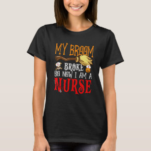 Camiseta Feliz Halloween Meu Vassoura Quebrou Então Agora S