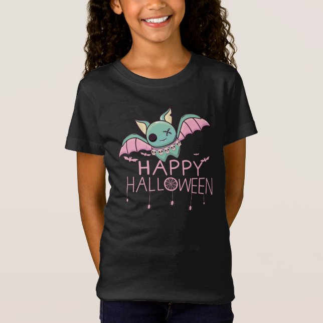 Camiseta Feliz Halloween Morcego Fofo (Frente)