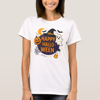 Camiseta Feliz Halloween Noite Assustadora . Abóbora Divert