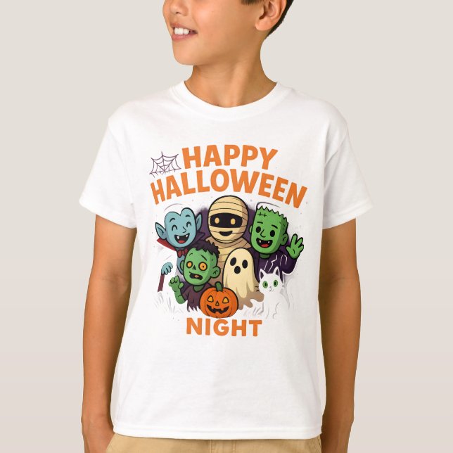 Camiseta Feliz Halloween Noite Unisex Roupas Masculinas (Frente)