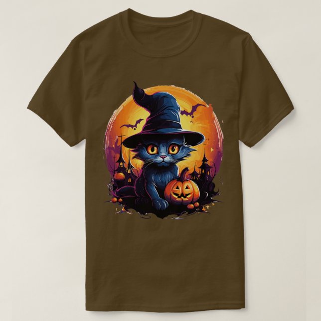 Camiseta Feliz Halloween Para Gato (Frente do Design)