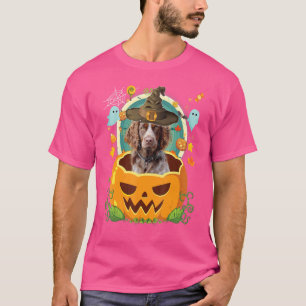Camiseta Feliz Halloween Pumpkin Brittany Spaniel Dog Witch