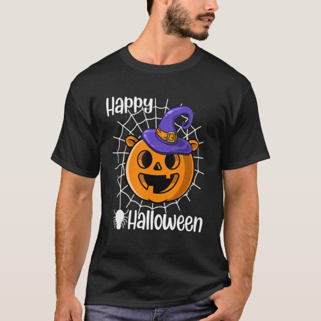 Camiseta Feliz Halloween Pumpkin Festa de Halloween Fantasm (Frente)