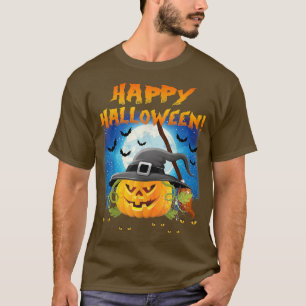 Camiseta Feliz Halloween Pumpkin Ghost Moon Engraçado Costu