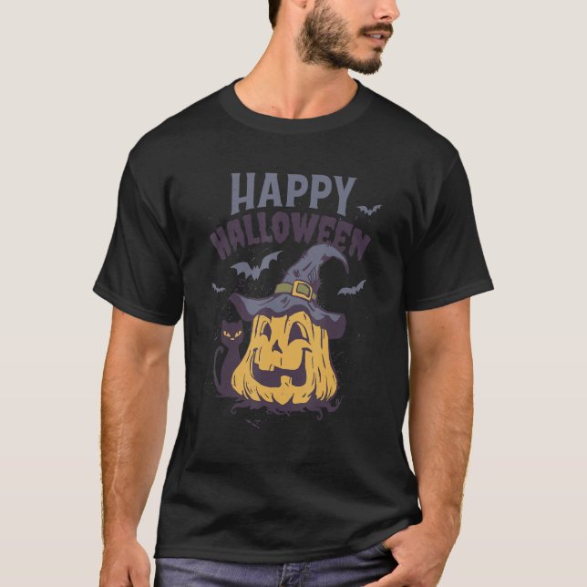 Camiseta Feliz Halloween Pumpkin Jack O Lantern Trick Treat (Frente)